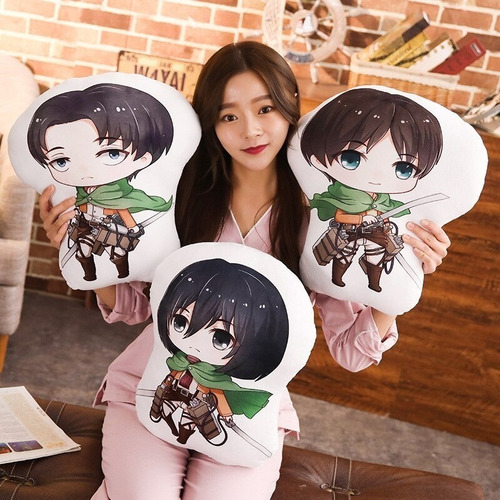 Cojin Decorativo Chibi Attack On Titan Diseños Kawaii Unico Color Levi Diseño De La Tela Lisa