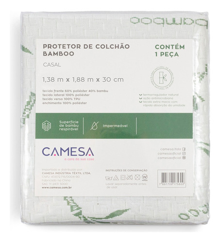 Protetor De Colchão Casal Impermeável Bamboo Camesa