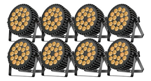 Kit 8 Refletor Par Led Slim 18x15w Rgbwa 5n1 Igreja Dj Festa 127/220v