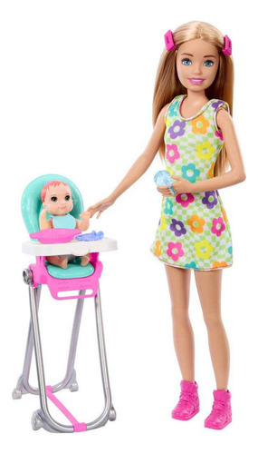 Barbie Set De Juego Skipper Hora Del Desayuno Con Bebé Color
