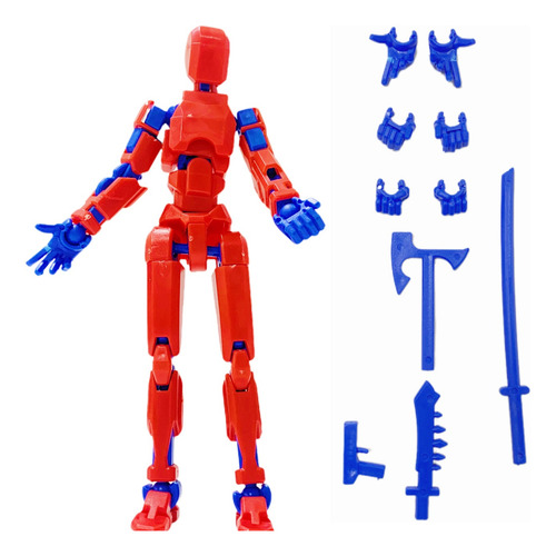 2pcs Robot Multiarticulado Impreso En 3d En Pvc Naranja-rojo