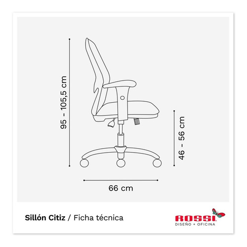Imagen 5 de 5 de Silla Citiz Respaldo Ergonómico Almohadilla Regulable Rossi