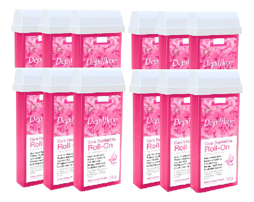 Depilflax Cera Depilatória Roll-on Kit 12un Rosas 100g