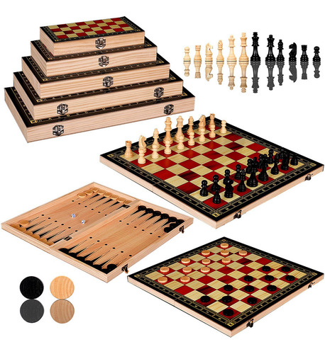 Juego De Ajedrez De Madera Plegable Juego De Mesa De