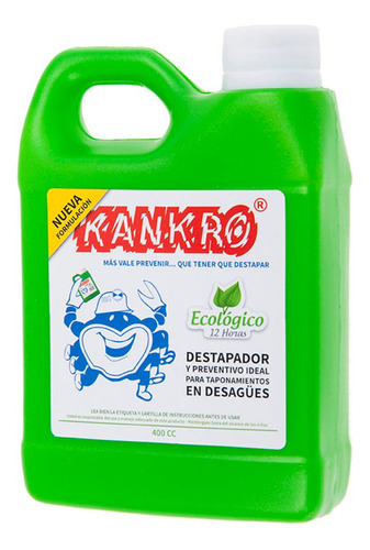 Limpiador Destapador Cañeria Ecológico Kankro 450 Ml Kankro