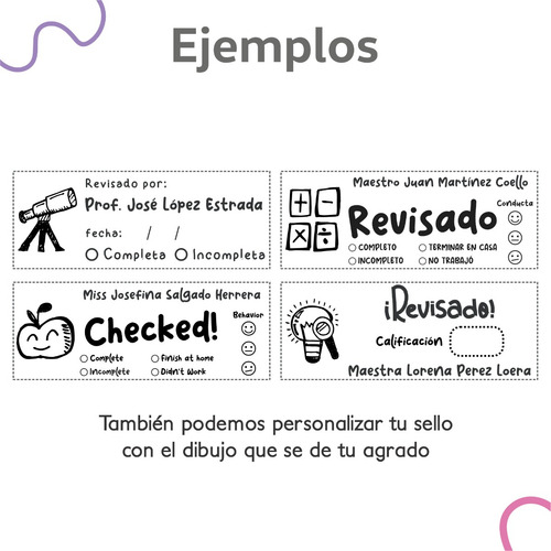 Imagen 4 de 6 de Sello Para Maestras Y Educadoras 5.8 X 2.2 Cm Personalizado