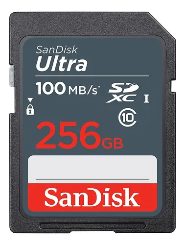 Tarjeta de memoria Sandisk Ultra SD UHS-i de 256 GB y 100 MB/s
