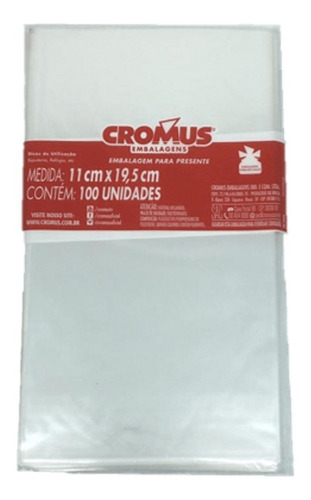 Sacos Transparente Cromus Para Presente 11x19,5 C/100 Und