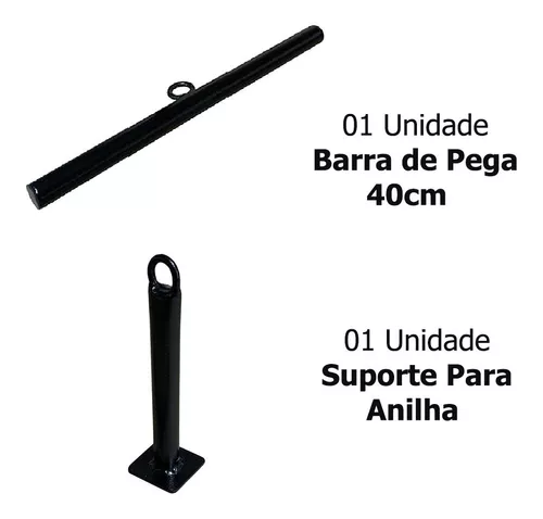 Kit Puxador Barra Sumô Musculação Academia Completo 10 Peças