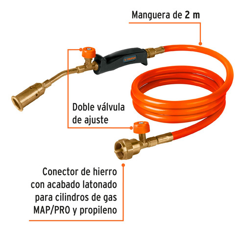 Soplete Con Manguera Para Gas, 1/2 , Truper. 101970
