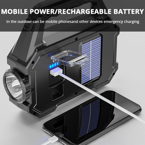 Linterna De Carga Usb Solar Con Luz De Búsqueda Portátil