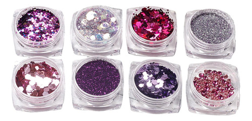 , 8x Nail Art Glitter Lentejuelas Mujeres Niñas Brillante