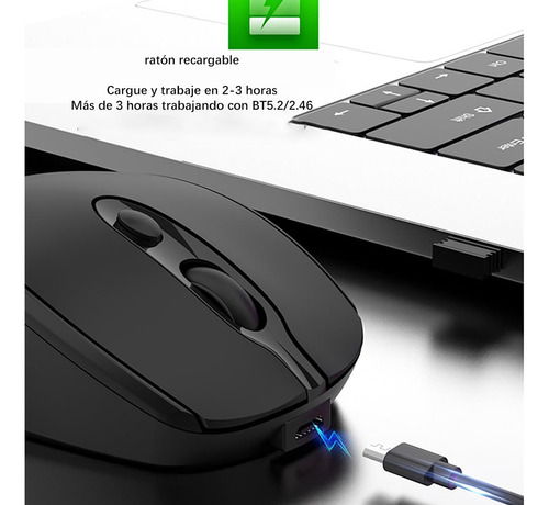 Ratón Bluetooth Inalámbrico Tipo C Recargable Usb