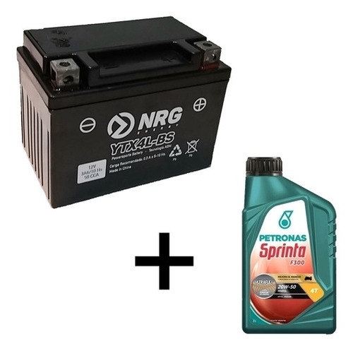 Imagen 1 de 4 de Bateria Nrg Ytx4l-bs + Aceite Petronas 20w50 Beitia Motos