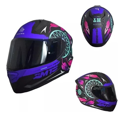 Casco Para Moto Mt Helmets Stinger B Cherokee Morado/ Negro