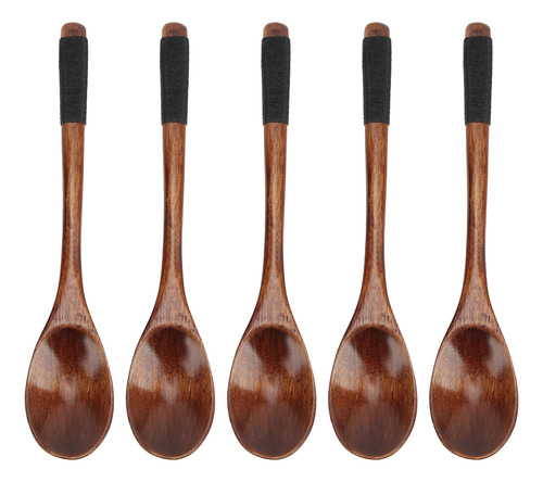 Cucharas De Madera Para Comer, 5 Unidades, Con Mango Largo A