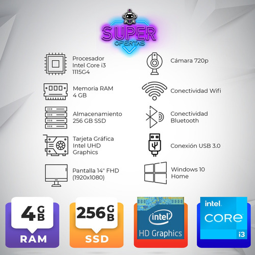 Imagen 2 de 10 de Hp I3 Modelo 2022 + 256 Ssd + F U L L Regalos + Programas !!