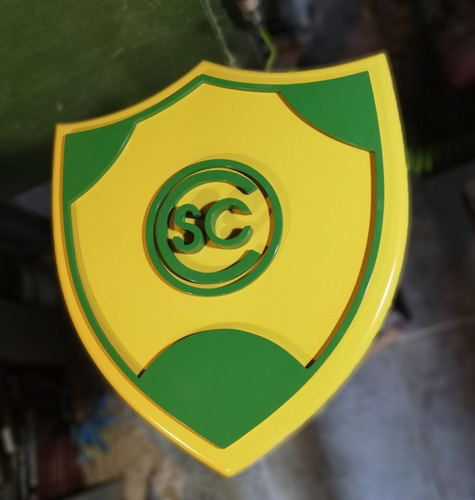 Cerrito Fútbol Escudo En Relieve Madera 38x39 Cm