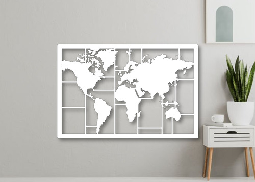 Cuadro Calado Mapa Del Mundo Decorativo Moderno 