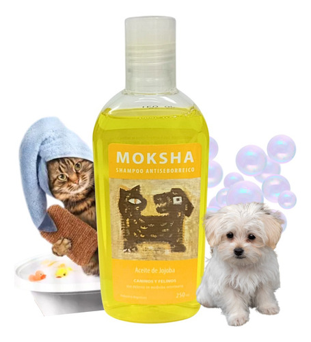 Shampoo Perro Gato Antiseborreico Moksha X 250cc Fragancia Neutro