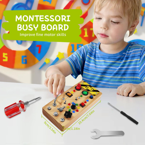 Tabla Montessori Busy Board De Madera Con Led Para Más De 3