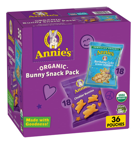 Annie's Organic Birthday Cake Bunny Grahams And Cheddar Bunn
