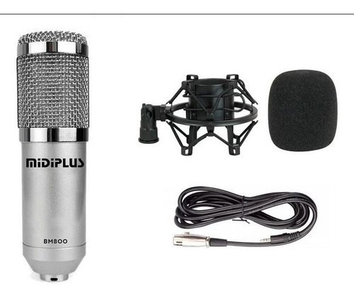 Imagen 3 de 5 de Microfono Condenser Midiplus Bm800 Plateado