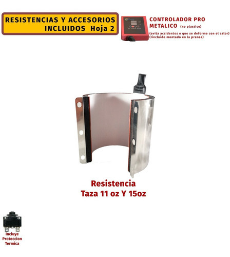 Combo Plancha Tazas 11 Oz Sublimación S S/8 Color Rojo