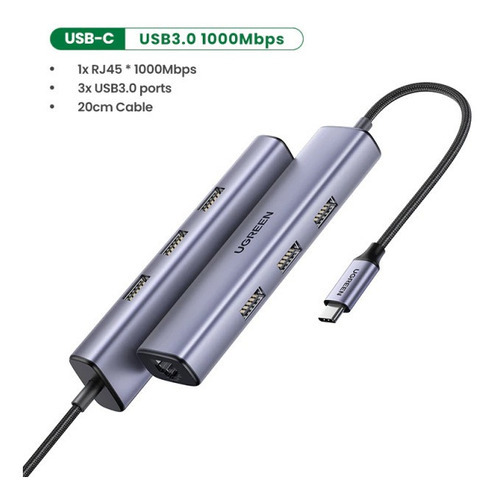 Hub Adaptador Tipo C 5 En 1 Thunderbolt 3, Rj45 Ugreen Cm475
