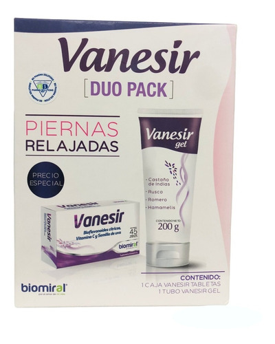 Vanesir Duo Pack Tabs Y Gel / Auxiliar Para Várices Biomiral