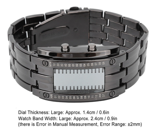 Reloj De Pulsera Led, Modo De Tiempo Binario Único, Pantalla