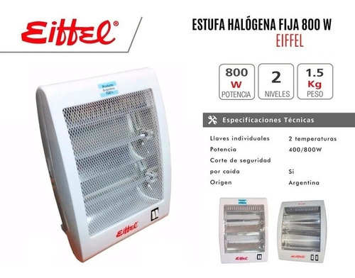 Imagen 3 de 5 de Estufa Eléctrica Infrarroja Eiffel | E511 | 800w | 2 Velas