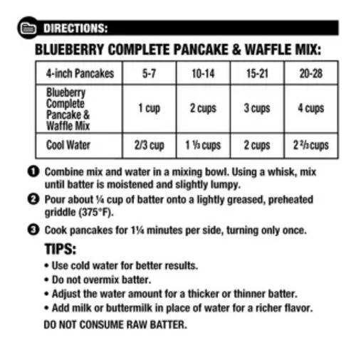 Harina P/pancakes Y Waffles Blueberry Great Value 793gr