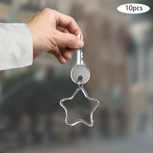 Mosquetón En Forma De Estrella, 10 Piezas, Clip Plateado
