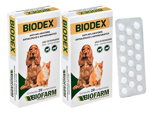 Kit 2 Biodex Anti-inflamatório E Antialérgico 20 Comprimidos