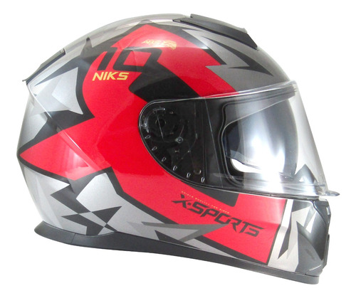 Casco Integral Moto Negro Rojo Con Lentes - Gkmotos.uy