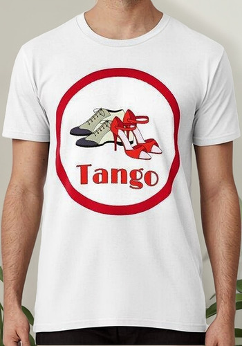 Remera Zapatos De Baile De Tango En CĂrculo Rojo Algodon Pre