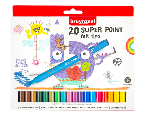 Marcadores Para Niños Bruynzeel Superpoint 20 Colores