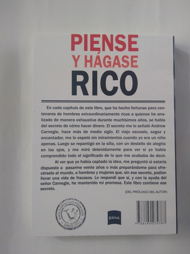 Piensa Y Hagase Rico. Napoleón Hill. Libro Físico