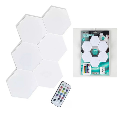 Set Lampara De 6 Luces Hexagonales Led Colores Con Control