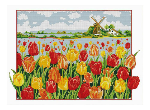 Kit De Punto De Cruz, Diseño De Flores Tulipanes