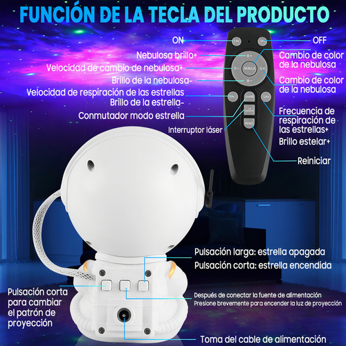 Lámpara Led Proyector Astronaut Star Galaxy Lamp