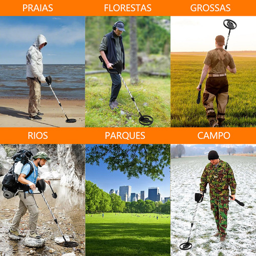 Detector De Metais Portátil MD 4030 Com Bobina Dd 20cm Inclui Fone De Ouvido, Pá Dobrável E Mochila - Detecta Ouro, Prata E Cobre