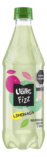 12 Pack Agua Mineral Sabor Limonada Fizz Del Valle 600 Ml