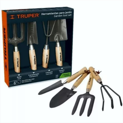 Juego Kit Herramientas Jardin Huerta 4 Piezas Truper 15030