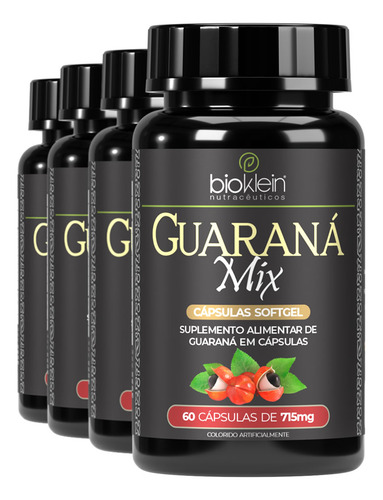 Kit 4 Guaraná Com Açaí 60 Cápsulas Softgel Bioklein