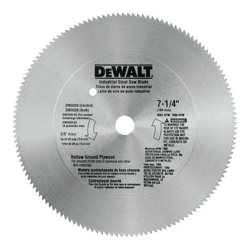 Disco Dewalt Para Sierra Circular 7-1/4 140 Dientes Dw3326