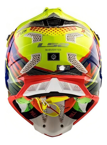 Casco Moto Mx Ls2 470 Subverter Bomber Amarillo Azul Rojo Color Amarillo - Azul - Rojo Tamaño del casco XL