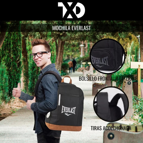Imagen 6 de 6 de Mochila Everlast Urbana Tela Reforzada Urbana Colegiotrabajo