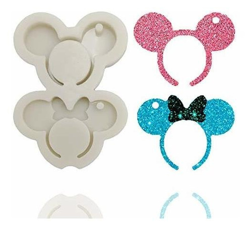 Mouse Headband Mickey Bow Shape Keychain Silicone Mold With 